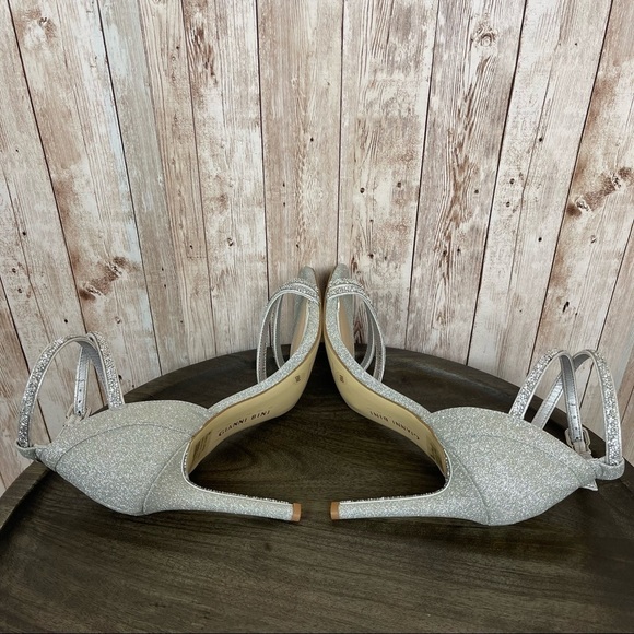 Gianni Bini Maycie “Silver” Ankle Wrap Sandal/Heel Size 7.5 Women - Picture 7 of 13